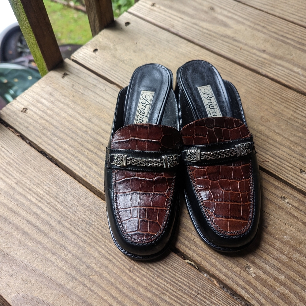 Brighton Two Toned Brown and Black Slip On Dale Mules Suze 7.5 M
